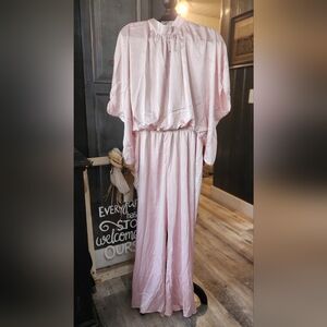 PRETTY GARDEN Elegant Pink Satin Jumpsuit